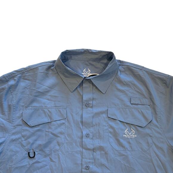 Realtree Fishing Guide Shirt Mens Sz Large Blue Short Sleeve Vented Lightweight - Picture 3 of 7